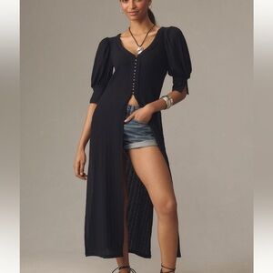 BNWT Anthropologie Sheer Ribbed Button Front Tunic Dress - Medium